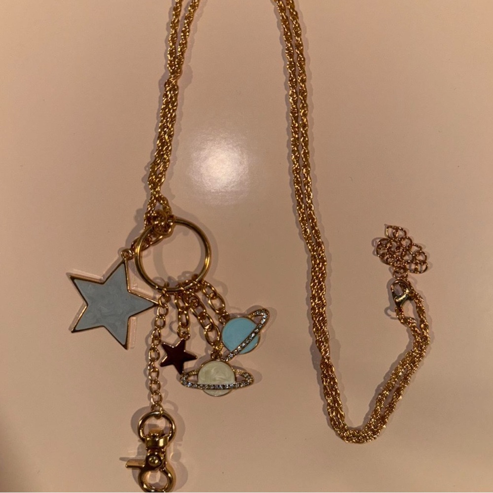 Gold Star and Planet Charm Necklace